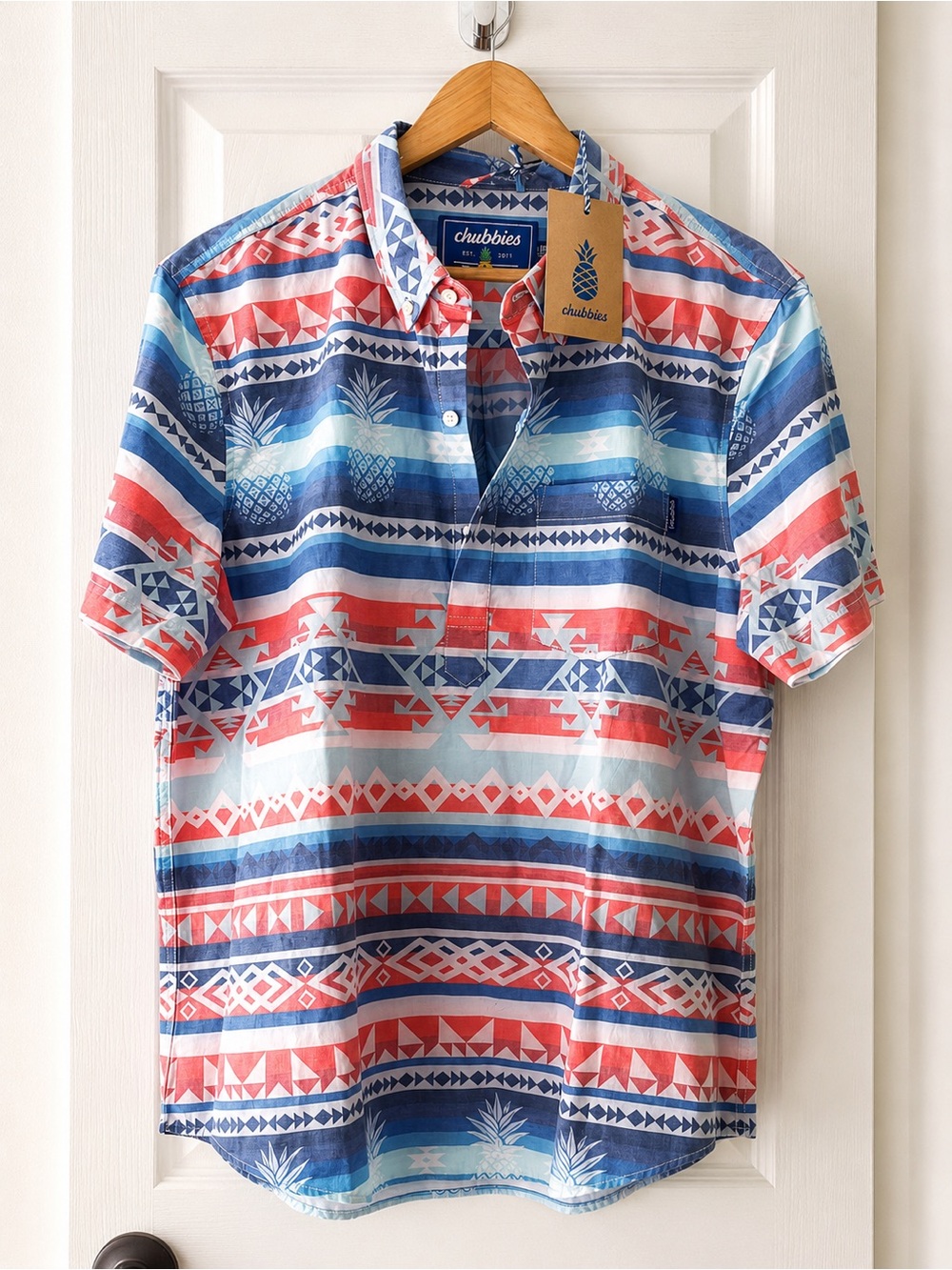 NWT Chubbies City Slicker Popover Shirt Large Coastal Resort Summer